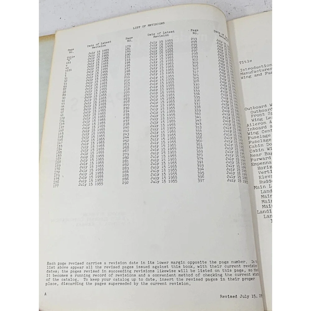 Beechcraft Model B Fifty B50 Parts Catalog Rev 1955 Original‎ OEM